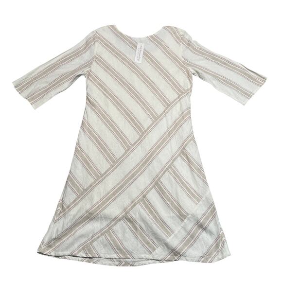 Soft Surroundings Dress Medium Lagenlook Coastal Linen Boho Cottage Striped New - Picture 2 of 10